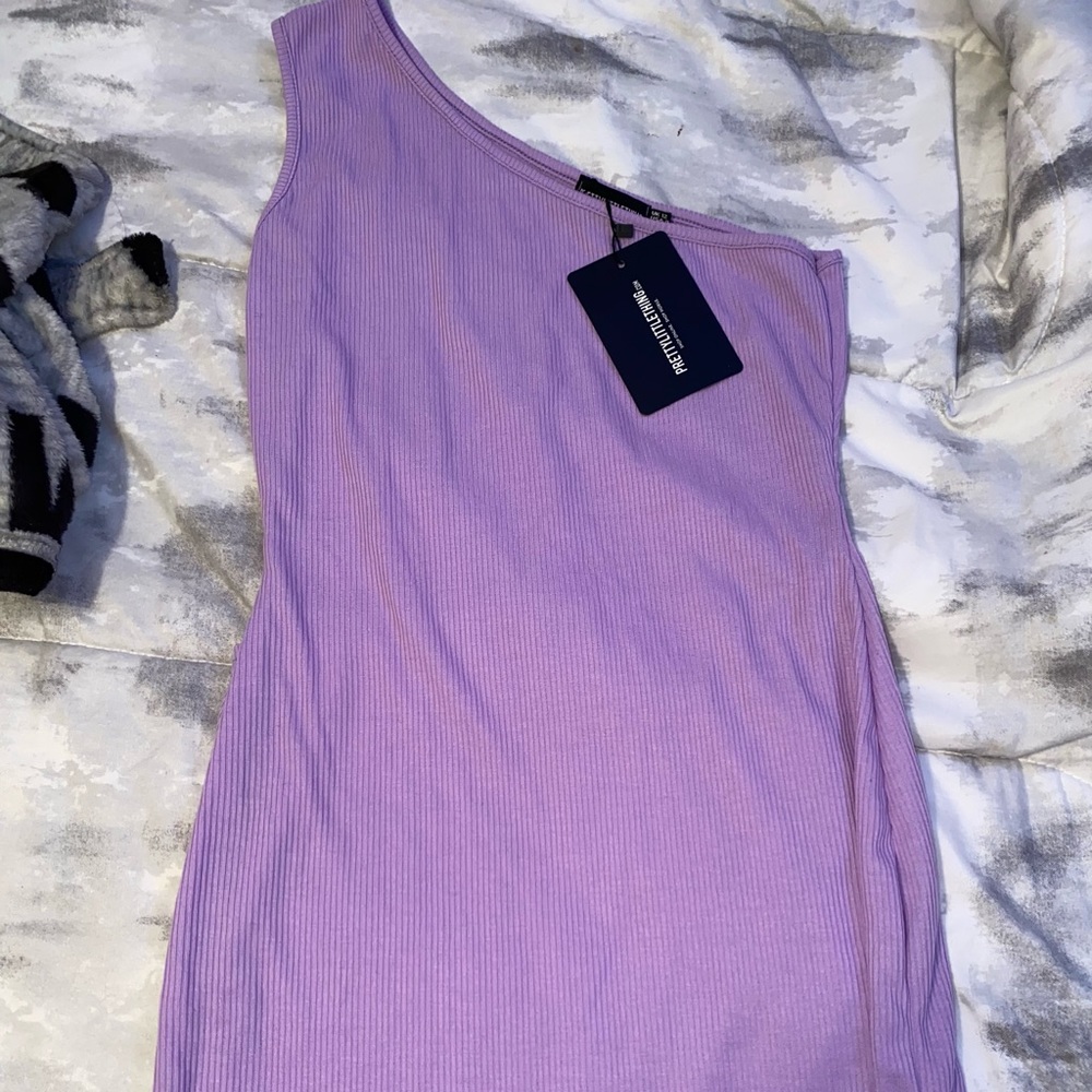 lavender purple one shoulder dress